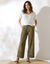 Pantalon large 7/8ème, broderie anglaise (kaki)