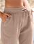 Pantalon coton-lin, taille élastiquée (taupe)