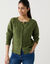 Gilet boutonn&eacute;, maille fantaisie en laine m&eacute;lang&eacute;e (vert mousse)