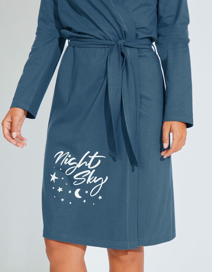 Peignoir maille jersey imprimé "Night" (bleu foncé)