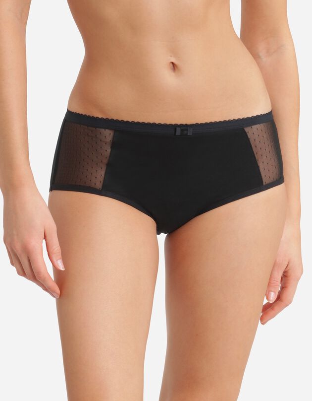 Shorty menstruel lavable en coton bio(1) flux abondant Dim® Protect (noir)