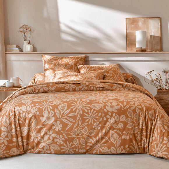 Linge de lit Céline en flanelle imprimé floral (caramel)