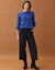 Pull boutonn&eacute; maille anglaise et fil brillant (bleu dur)
