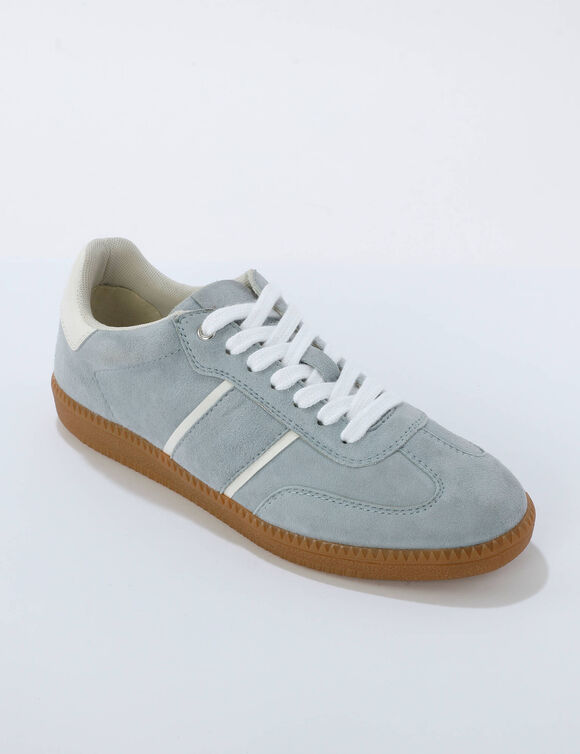 Baskets cro&ucirc;te de cuir (bleu ciel)