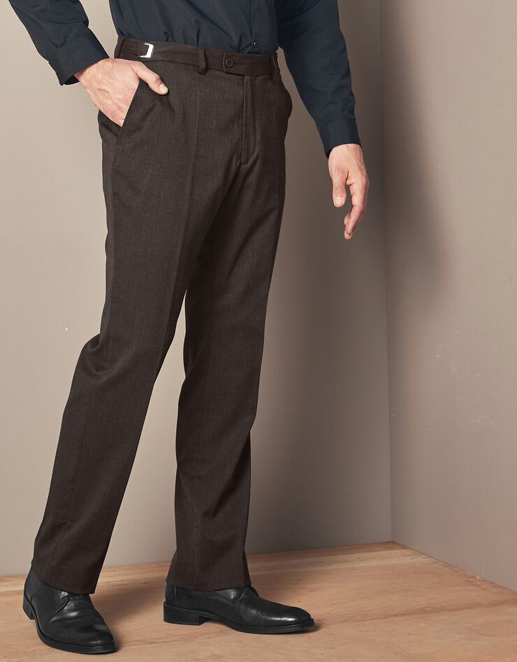 Pantalon taille réglable sans pince - polyester/laine (noisette) Pantalon taille réglable sans pince - polyester/laine (noisette)