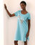 Chemise de nuit courtes manches courtes imprimé message (bleu)