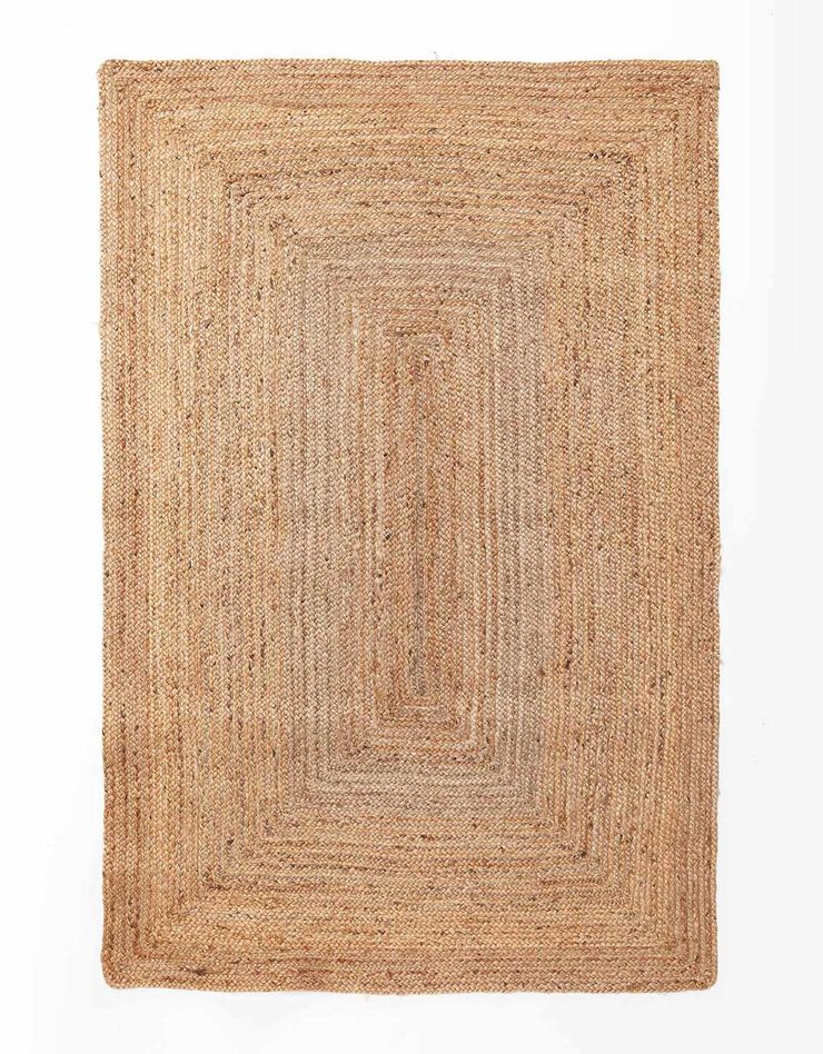 Tapis rectangulaire uni en jute (beige) Tapis rectangulaire uni en jute (beige)