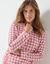Chemise de nuit courte polaire imprimé  "pied de coq" (rose)