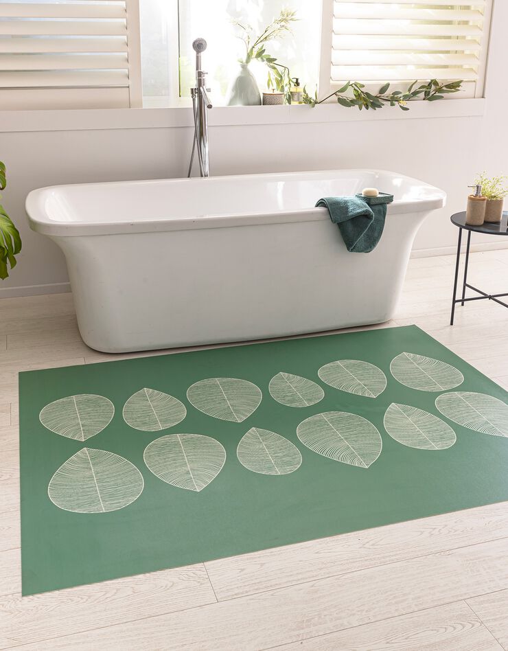 Tapis vinyle décor feuilles (vert) Tapis vinyle décor feuilles (vert)