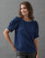 Blouse col rond bijoux, manches coudes (bleu glacier)