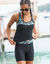 Short long de bain ceinture imprimée Upala (noir / turquoise)