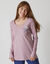 T-shirt pyjama manches longues motif floral imprimé  (mauve grisé)