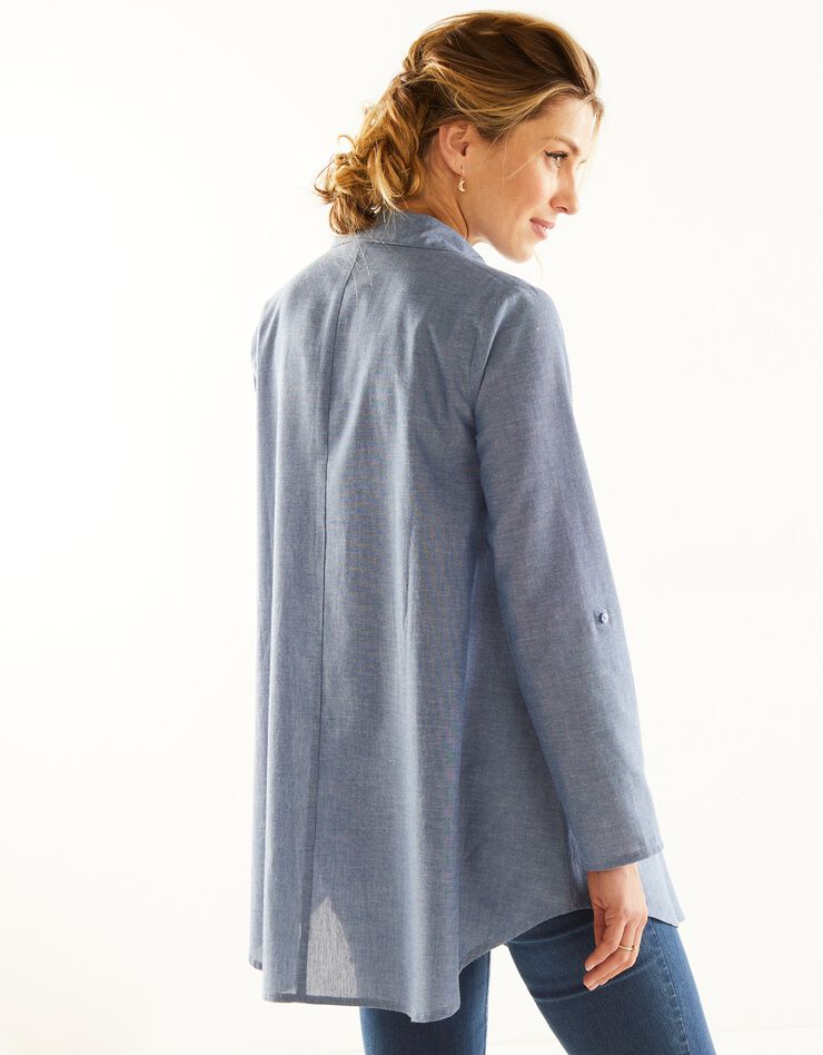 Tunique boutonnée brodée, chambray (chambray) Tunique boutonnée brodée, chambray (chambray)