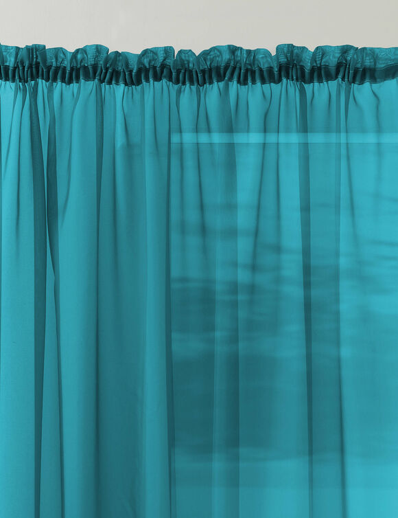 Panneau voile uni finition galon fronceur (bleu canard)