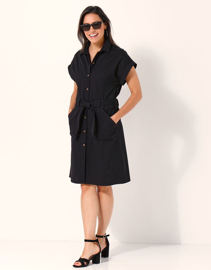 Robe chemisier unie (noir)