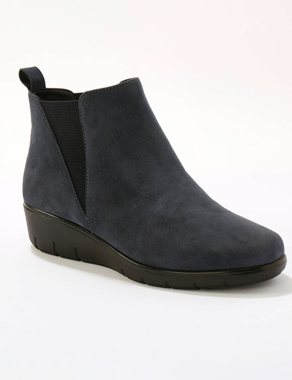 Boots compensées cuir souple certifié LWG (bleu grisé)