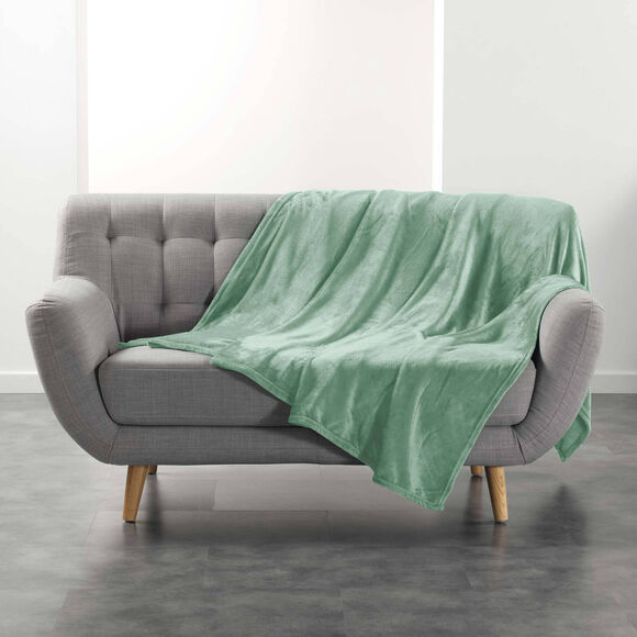 Plaid polaire, toucher peluche (vert sauge)