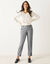 Pantalon 7/8ème fuselé rayé (gris / blanc)