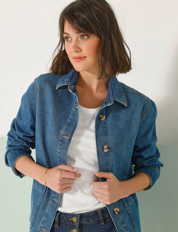 Veste boutonnée, jean (stone)
