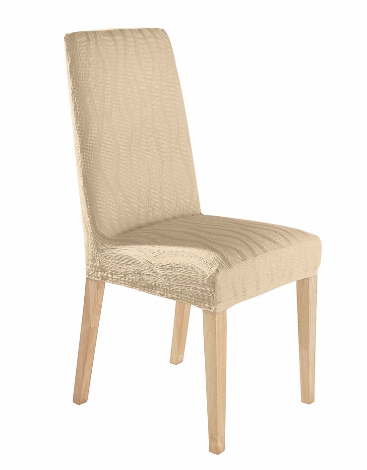 Housse chaise extensible jacquard - lot de 2 (écru) Housse chaise extensible jacquard - lot de 2 (écru)