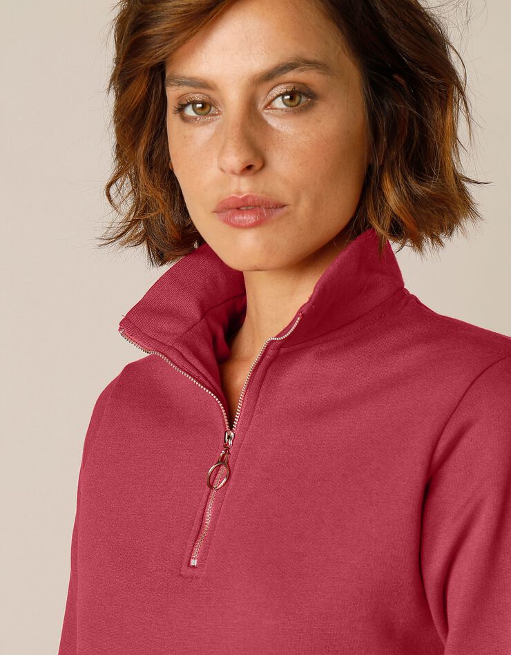 Sweat col montant zippé (cerise) Sweat col montant zippé (cerise)