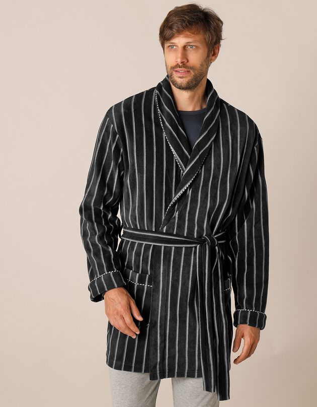 Veste d'intérieur maille polaire (rayé gris)
