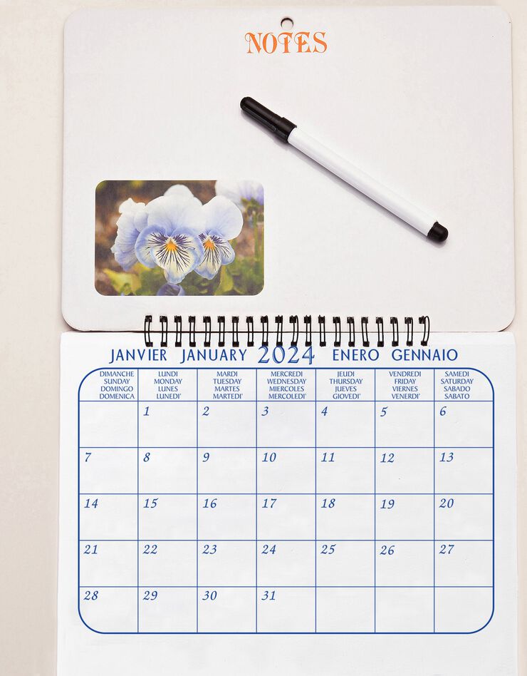 Calendrier mémo fleurs 2024 (unique)