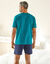 Pyjama short col rond à message (bleu canard / marine)