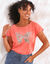T-shirt imprimé placé "papillon" (rose corail)