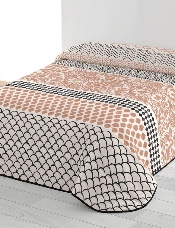 Couette microfibre imprimé tribal 200 g/m² (pêche / gris)