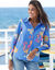 Chemise imprimé fleuri maxi, coton (bleu / multicolore)