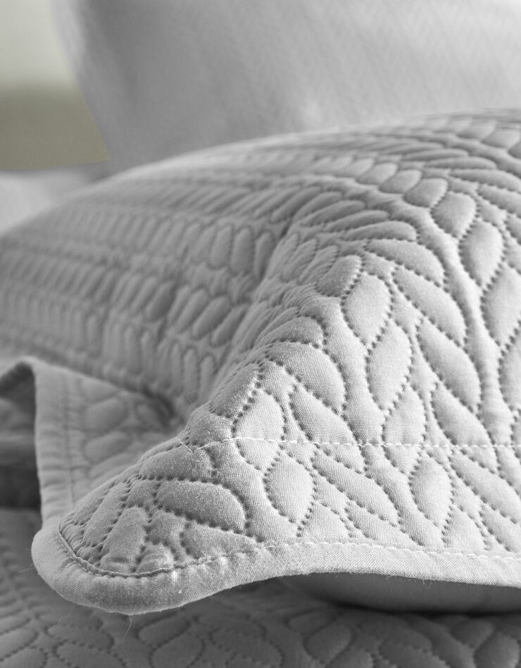Couvre-lit matelassé microfibre motif géométrique (gris perle)
