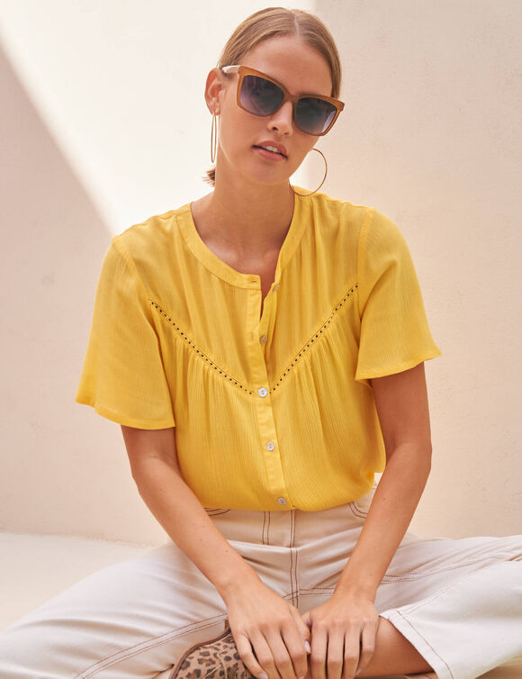 Chemisier boutonn&eacute; manches courtes "papillon"  (mimosa)