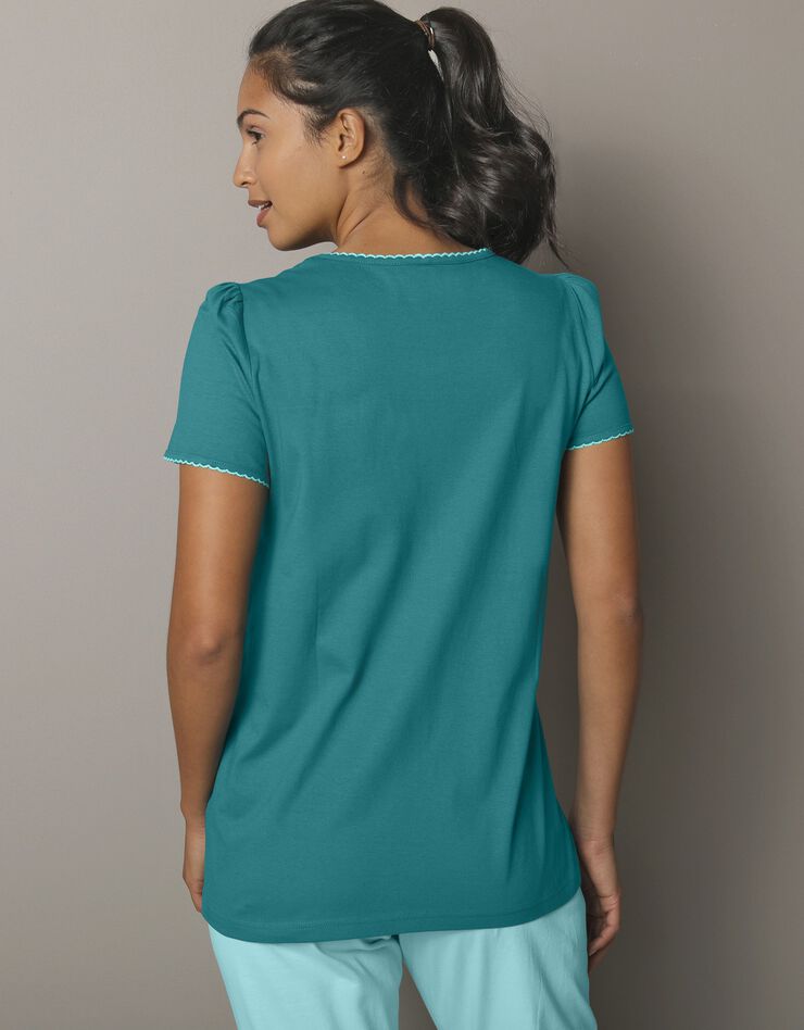 Tee-shirt encolure imprimée bucolique - manches courtes (émeraude)