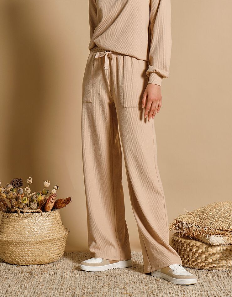 Pantalon large maille côtelée (noisette) Pantalon large maille côtelée (noisette)