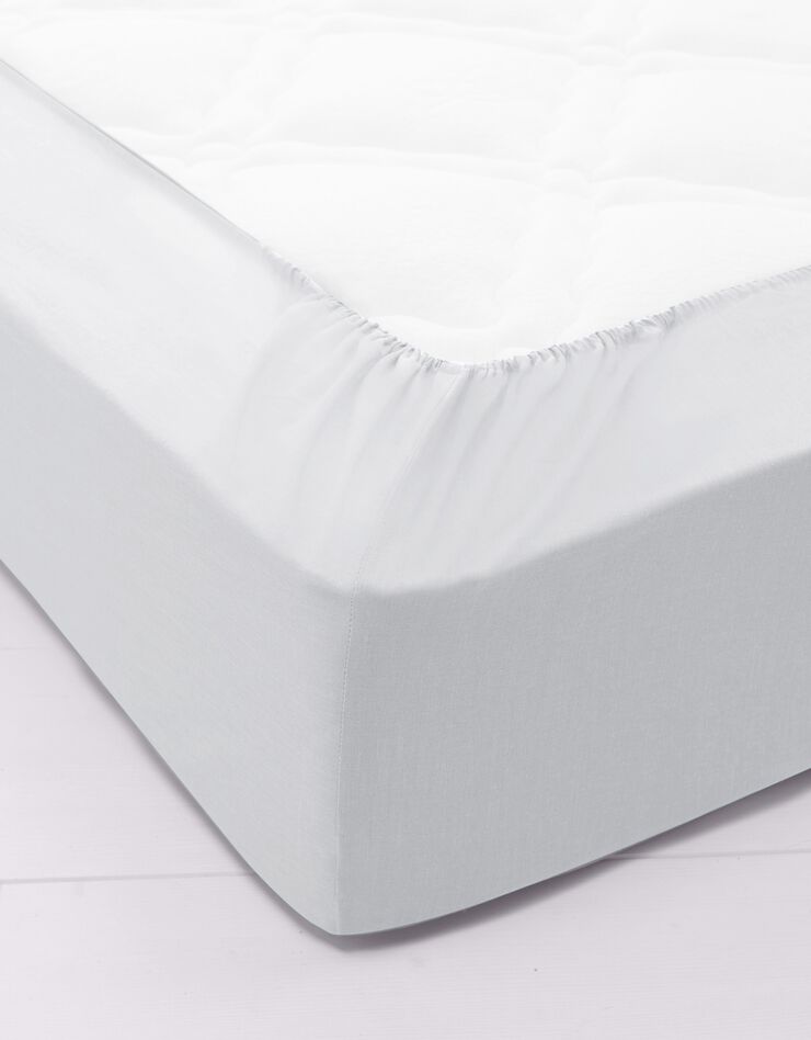 Drap-housse uni polyester - coton bonnet 32 cm (blanc)