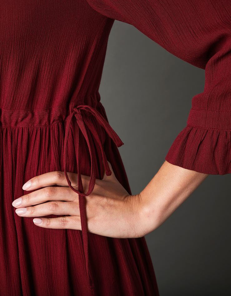 Robe longue taille coulissée unie (grenat)