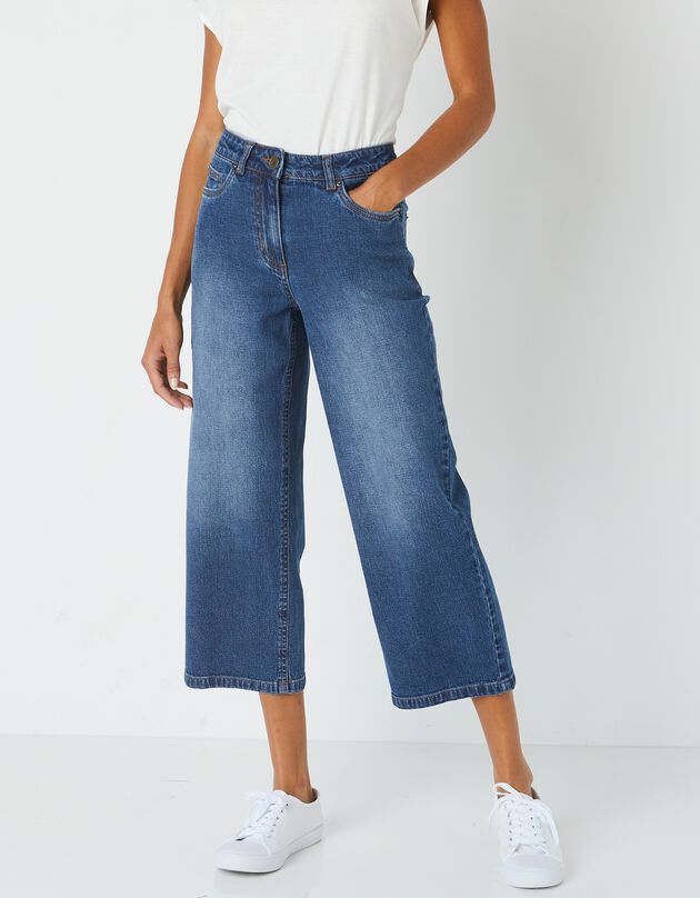 Jean large raccourci coupe stretch, spécial petites (stone)