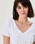 T-shirt col V imprimé cœurs dorés (blanc)