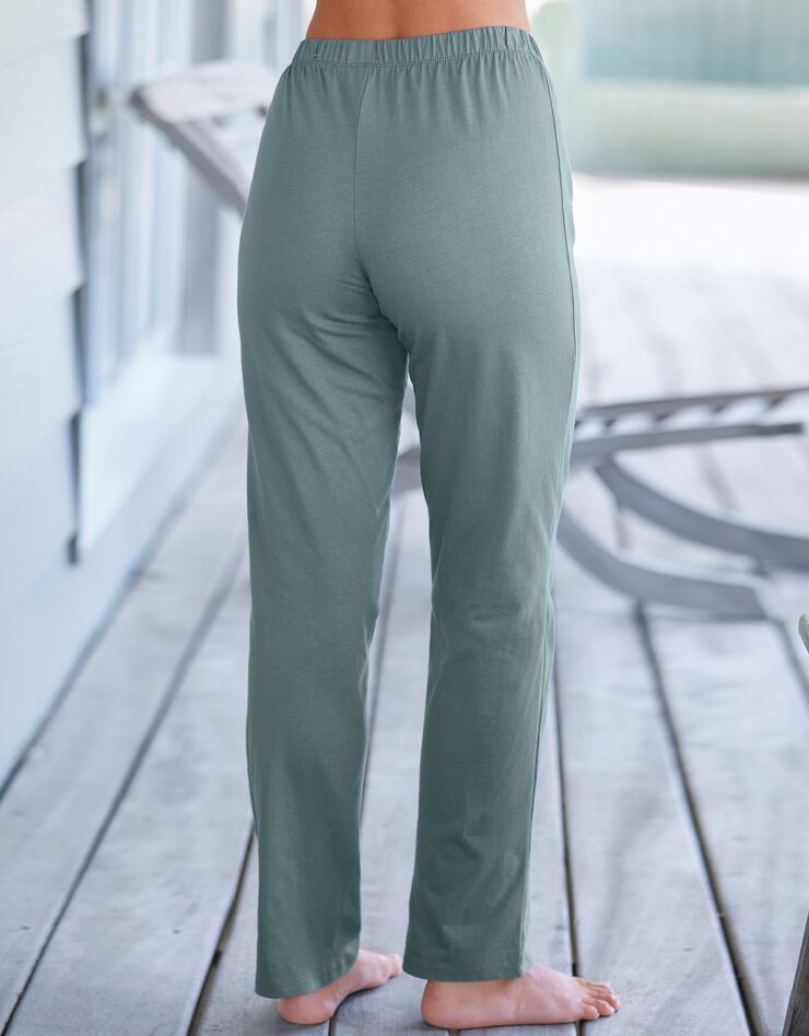 Pantalon pyjama coton imprimé placé "pétales" (vert sauge) Pantalon pyjama coton imprimé placé "pétales" (vert sauge)