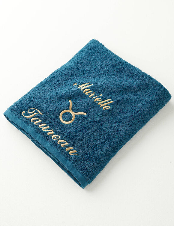 Serviettes de bain brod&eacute;es signe astrologique, &agrave; personnaliser - 420g/m2 (taureau)