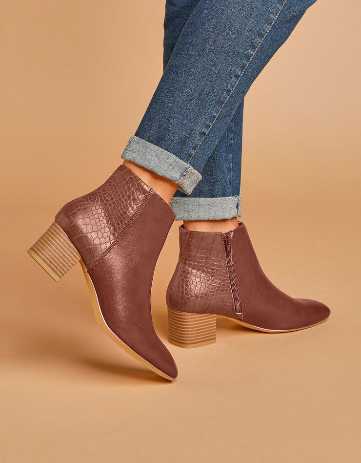 Boots bi-matière bout carré - caramel (caramel) Boots bi-matière bout carré - caramel (caramel)