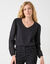 T-shirt col V manches dentelle (noir)