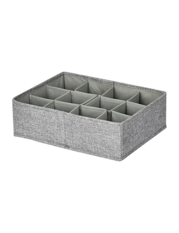 Organiseur tiroir tissu gris, 12 compartiments (gris)