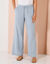 Pantalon large taille haute, gaze de coton (bleu grisé)