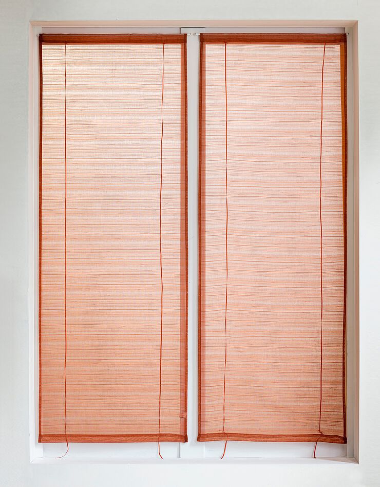 Vitrage voile fines rayures - la paire (terracotta)