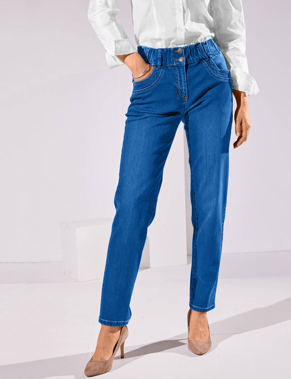 Jean mom taille élastiquée (stone)