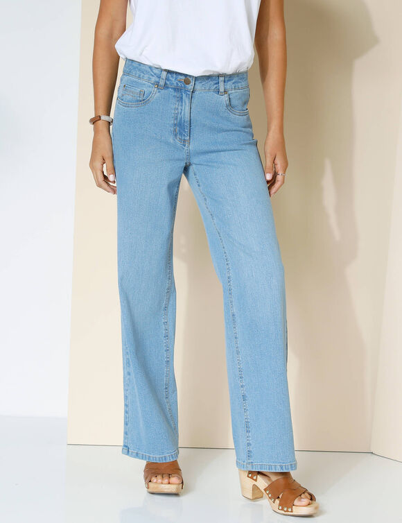 Jean coupe large stretch, petite stature (bleached)