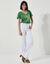 Pantalon twill coupe large taille haute, grande stature (blanc)