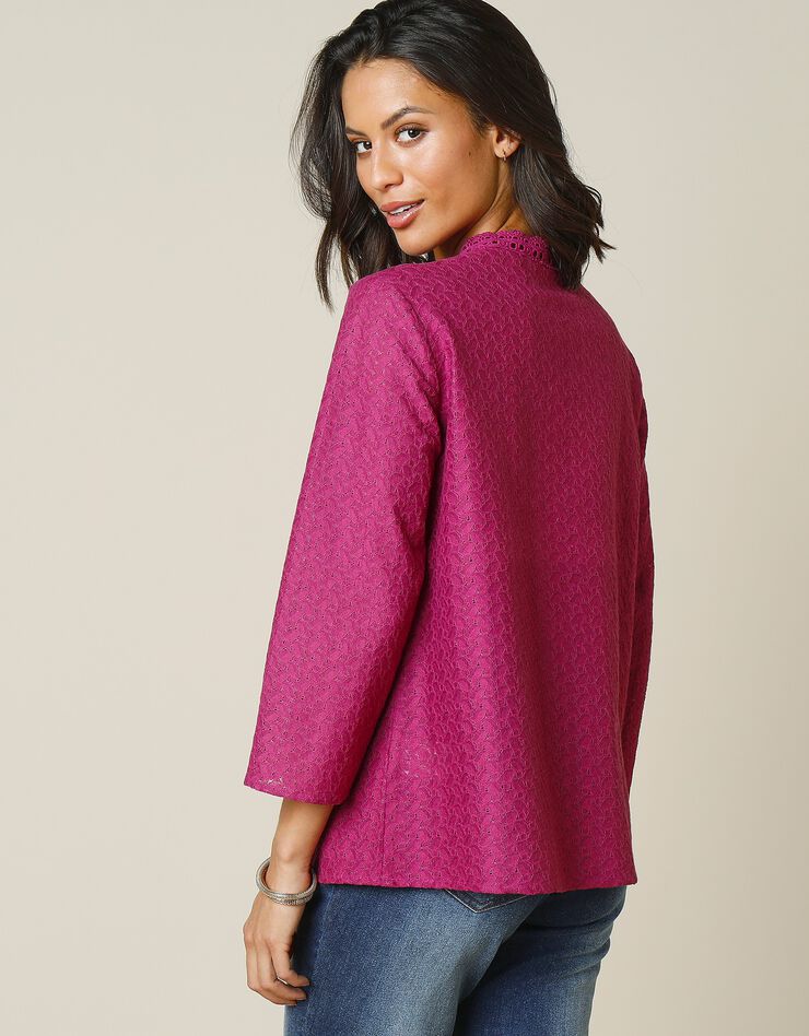 Blouse en dentelle manches 7/8ème (violine) Blouse en dentelle manches 7/8ème (violine)